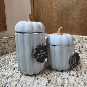 Rare Blue Pumpkin Canisters-NWT